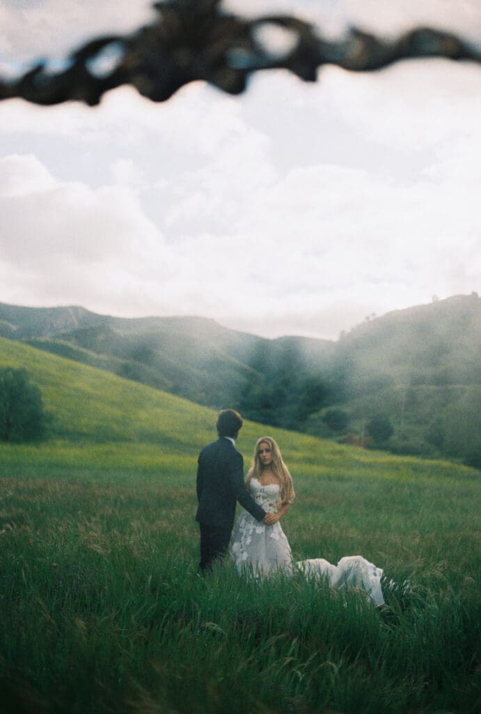Editorial wedding couples portrait shot on KodakUltramax 400 film on Canon AE-1 in Malibu, CA.