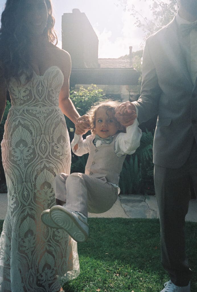 Candid wedding film photography of a backyard wedding in southern California.