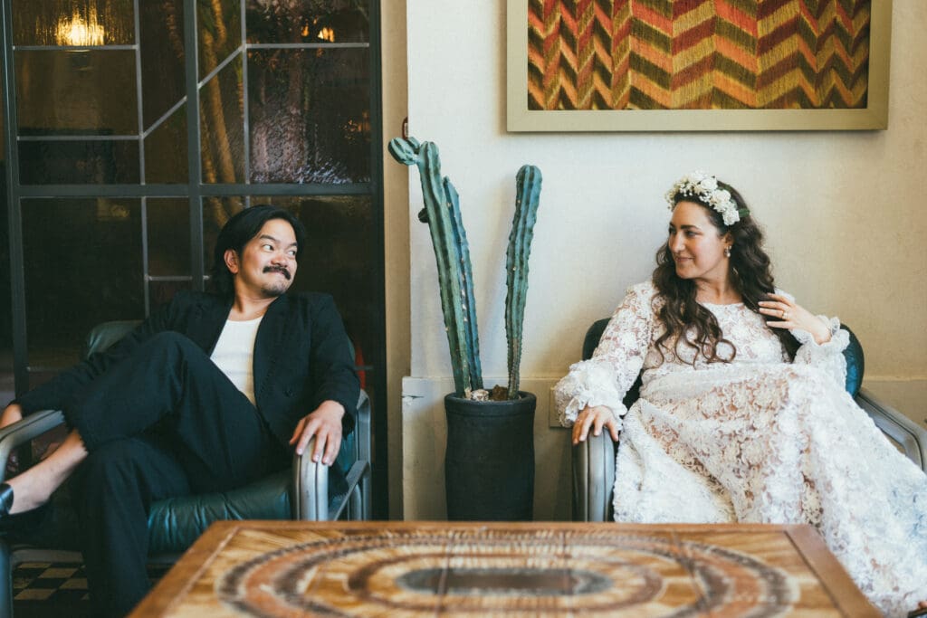 Editorial couple's shot at the Proper Hotel in Downtown Los Angeles.